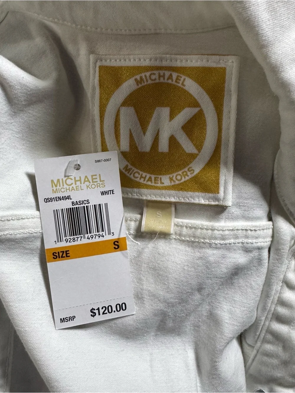 NWT Michael Kors Relaxed Fit White Denim Jean Jacket